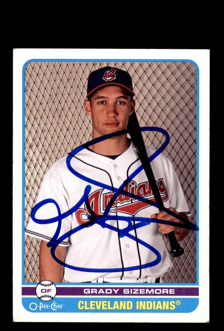 Signed Baseball Card Auto Grady Sizemore 2009 O-Pee-Chee #325 Cleveland Indians