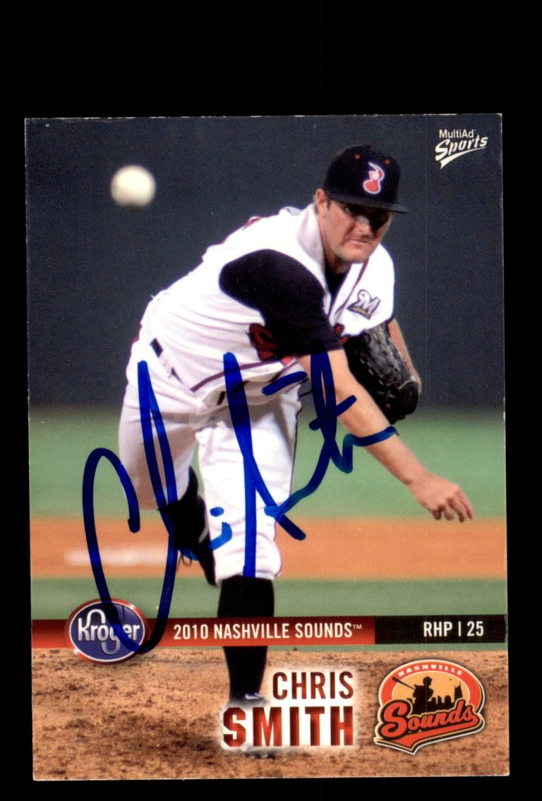 Signed Baseball Card Auto Chris Smith 2010 MultiAd Nashville Sounds
