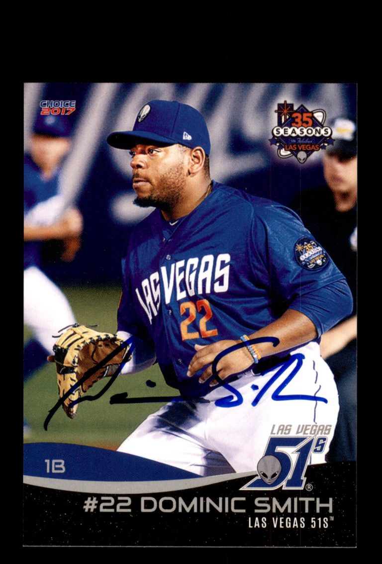Signed Baseball Card Auto Dominic Smith 2017 Choice Las Vegas 51s #25