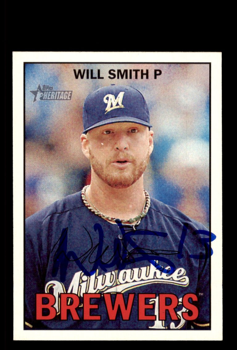 Signed Baseball Card Auto Will Smith 2016 Topps Heritage #148 Milwaukee Brewers