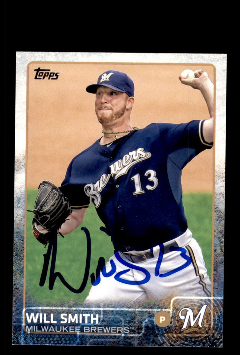 Signed Baseball Card Auto Will Smith 2015 Topps #514 Milwaukee Brewers