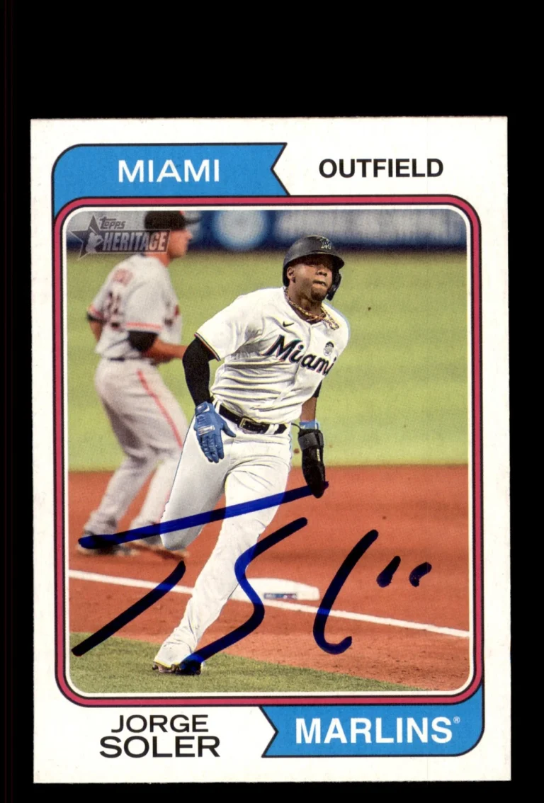 Signed Baseball Card Auto Jorge Soler 2023 Topps Heritage #141 Miami Marlins