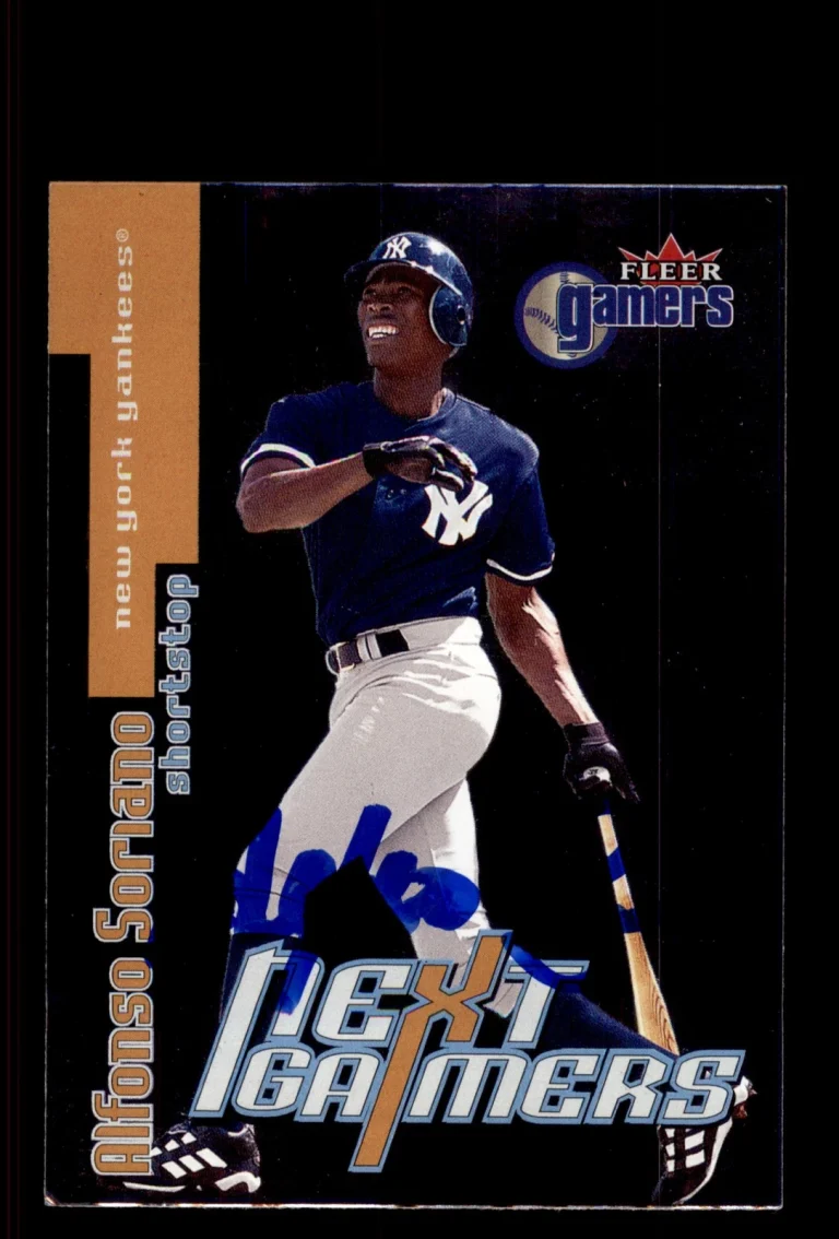 Signed Baseball Card Auto Alfonso Soriano 2000 Fleer Gamers #104 Yankees