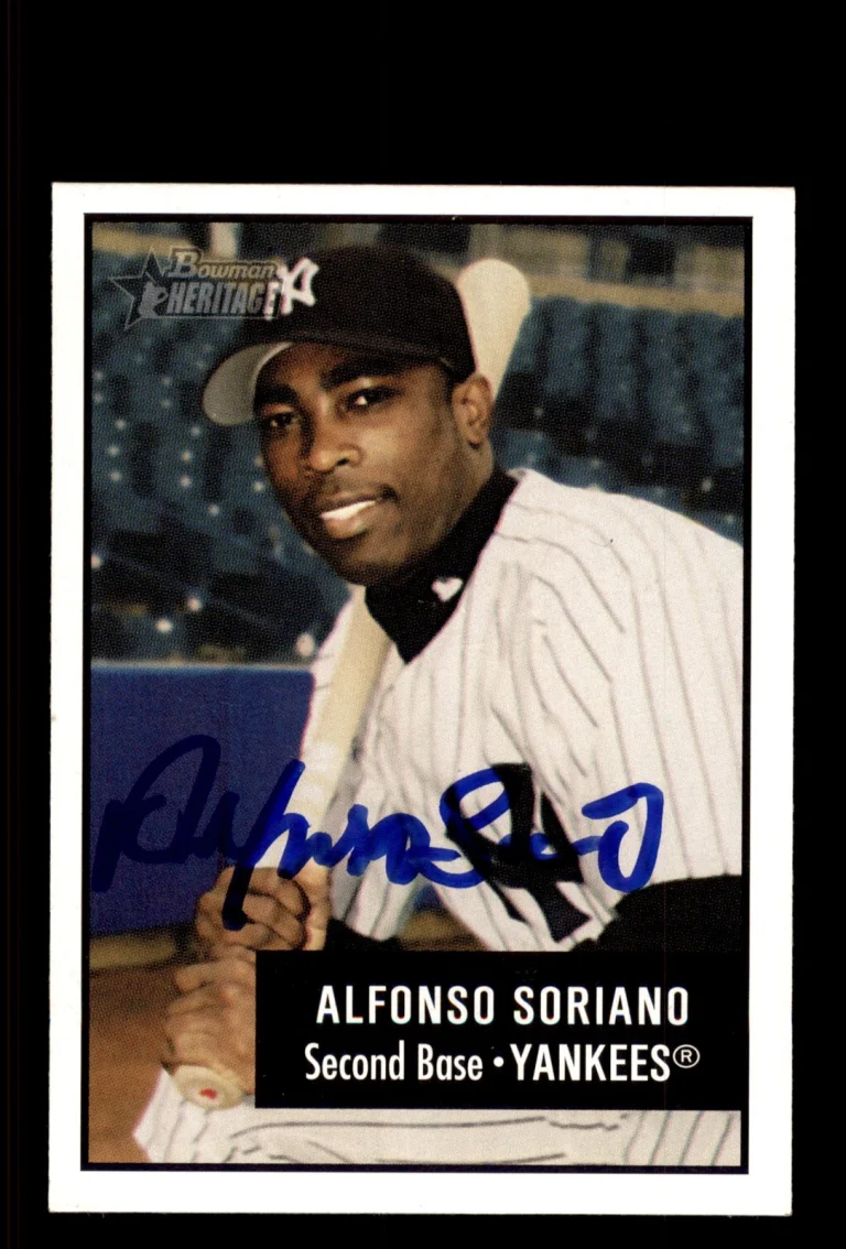 Signed Baseball Card Auto Alfonso Soriano 2003 Bowman Heritage #105 Yankees
