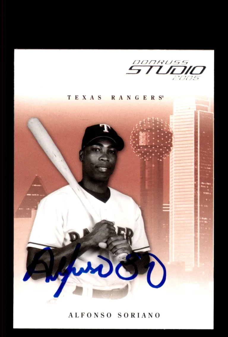 Signed Baseball Card Auto Alfonso Soriano 2005 Donruss Studio #277 Rangers