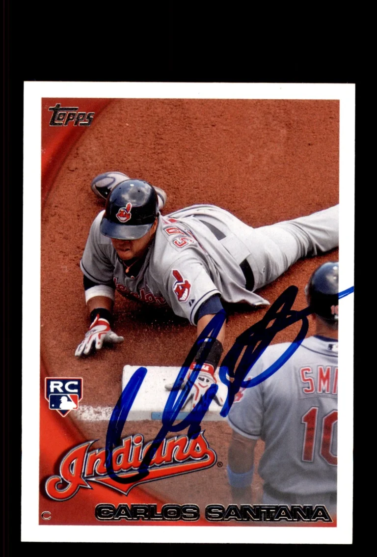Signed Baseball Card Auto Carlos Santana 2010 Topps #US-330 Cleveland Indians