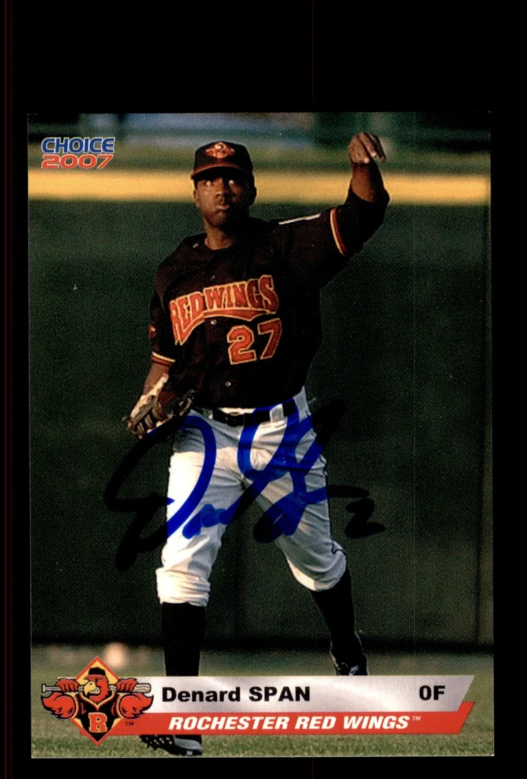 Signed Baseball Card Auto Denard Span 2007 Choice Rochester Red Wings