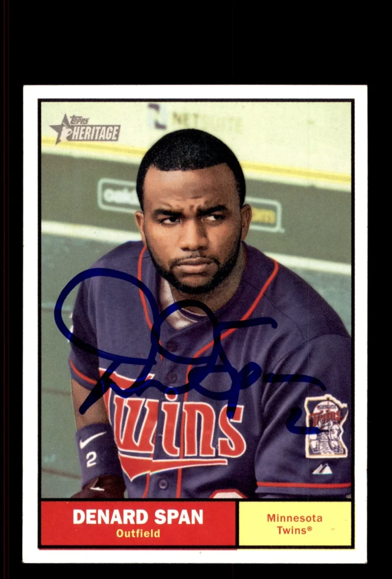 Signed Baseball Card Auto Denard Span 2010 Topps Heritage #186 Minnesota Twins