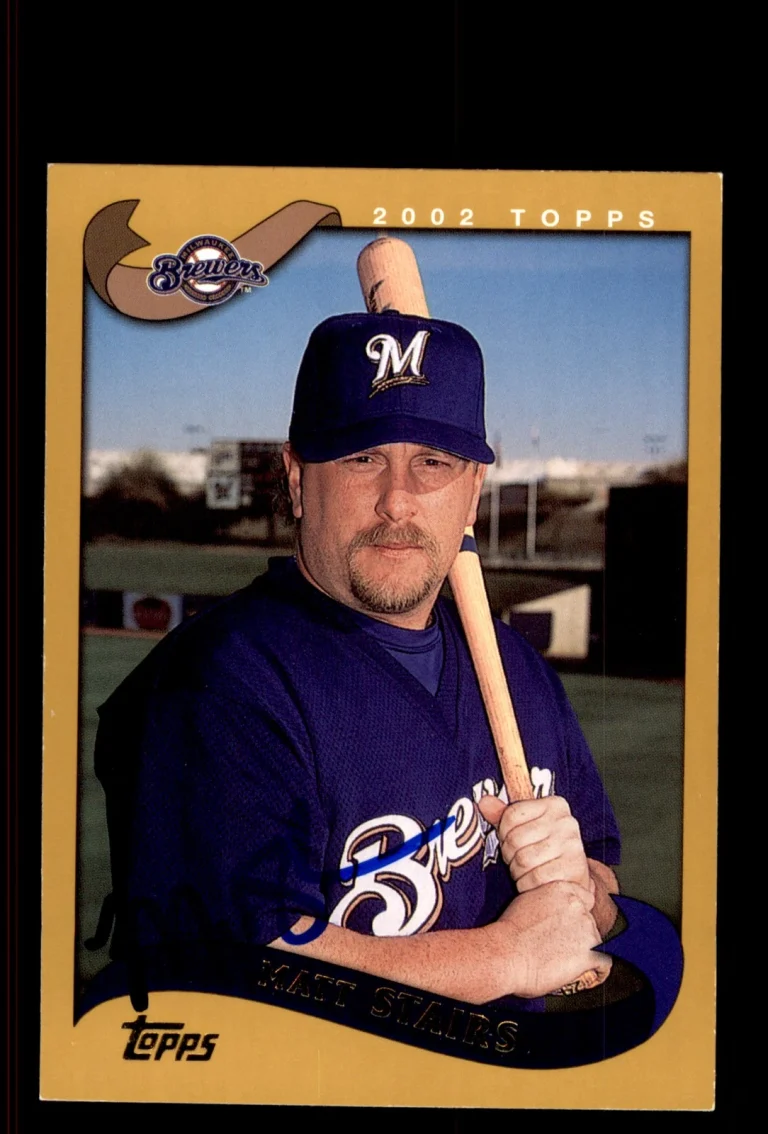 Signed Baseball Card Auto Matt Stairs 2002 Topps #598 Milwaukee Brewers