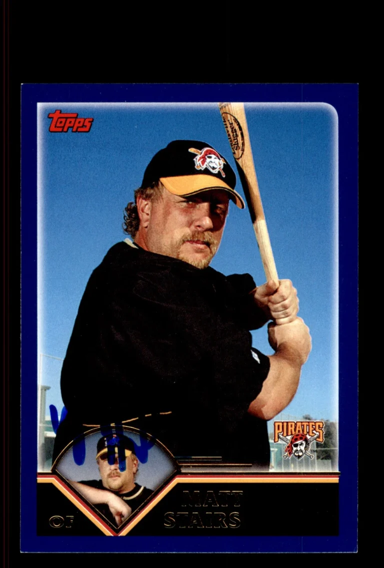 Signed Baseball Card Auto Matt Stairs 2003 Topps #587 Pittsburgh Pirates