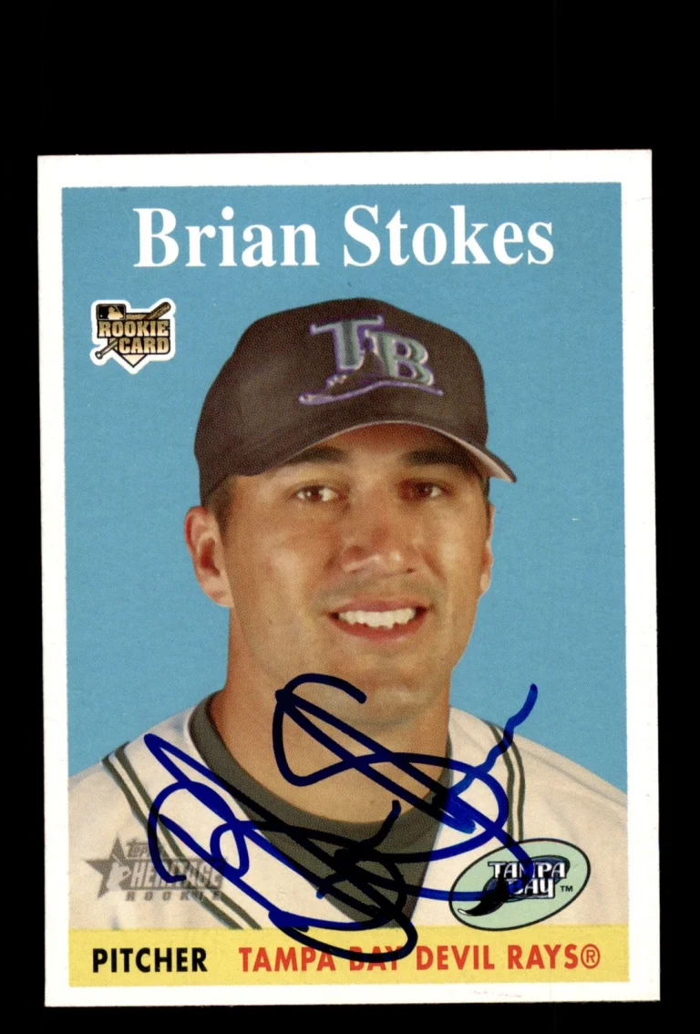 Signed Baseball Card Auto Brian Stokes 2007 Topps Heritage #167 Devil Rays
