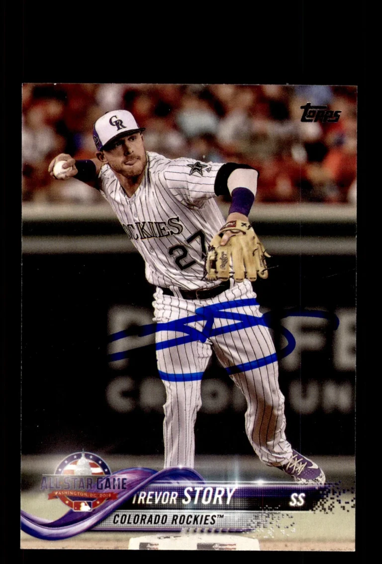 Signed Baseball Card Auto Trevor Story 2018 Topps Update #US207 Colorado Rockies