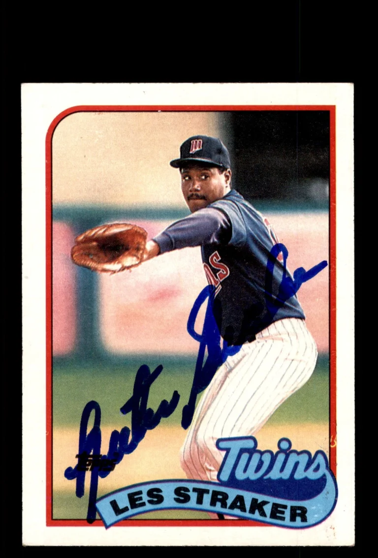Signed Baseball Card Auto Les Straker 1989 Topps #101 Minnesota Twins
