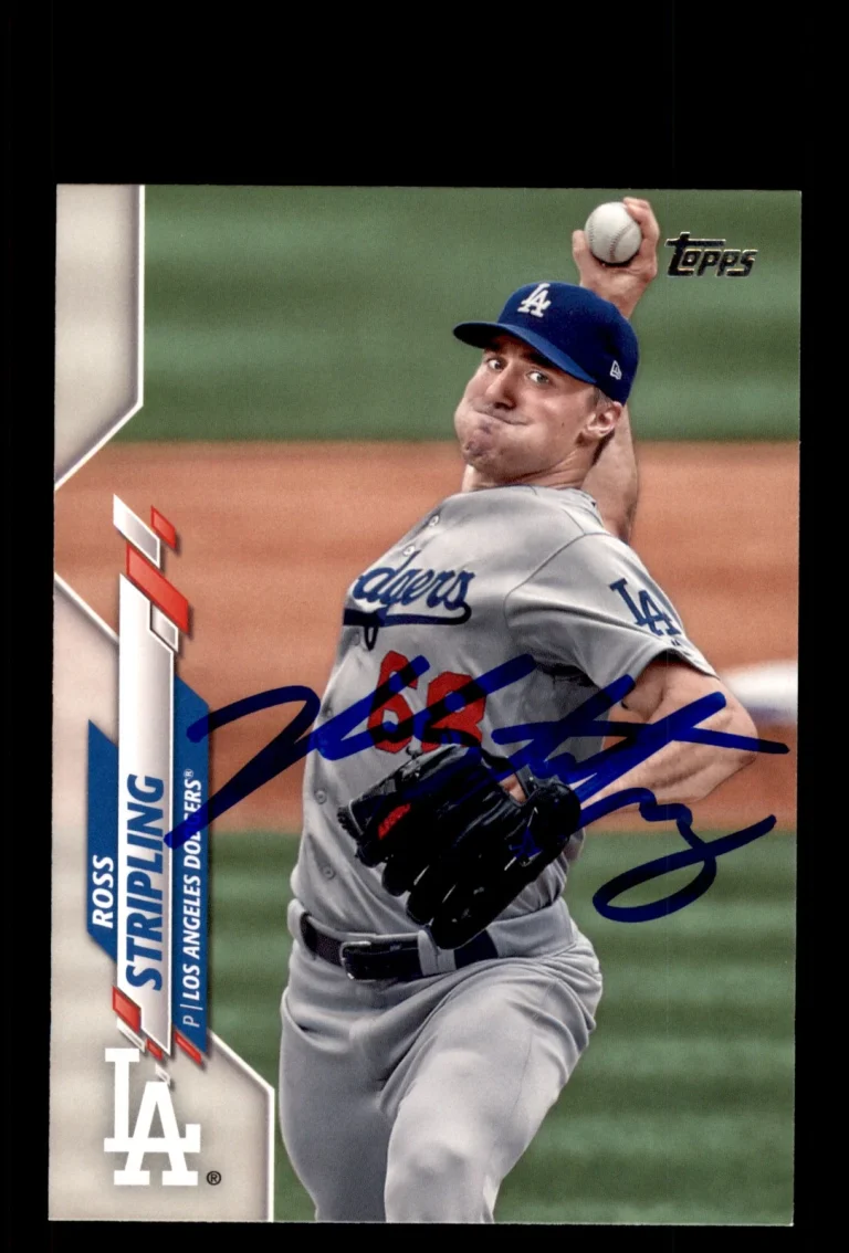 Signed Baseball Card Auto Ross Stripling 2020 Topps #546 Los Angeles Dodgers