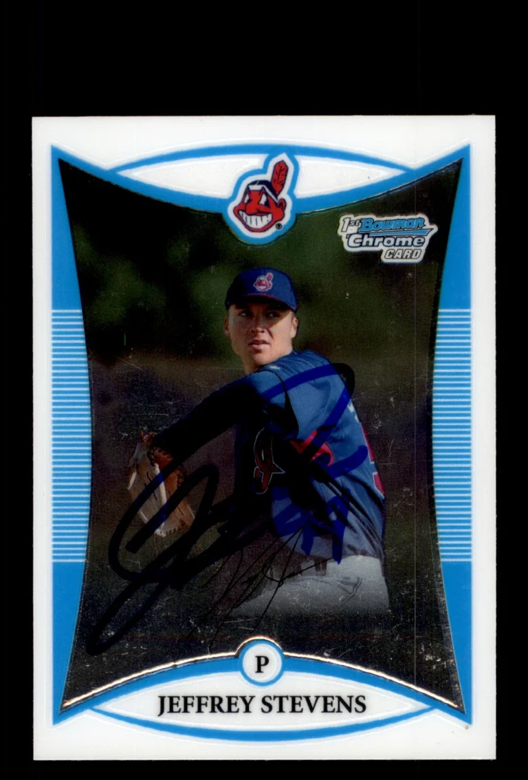 Signed Baseball Card Auto Jeffrey Stevens 2008 Bowman Chrome #BCP47 Indians