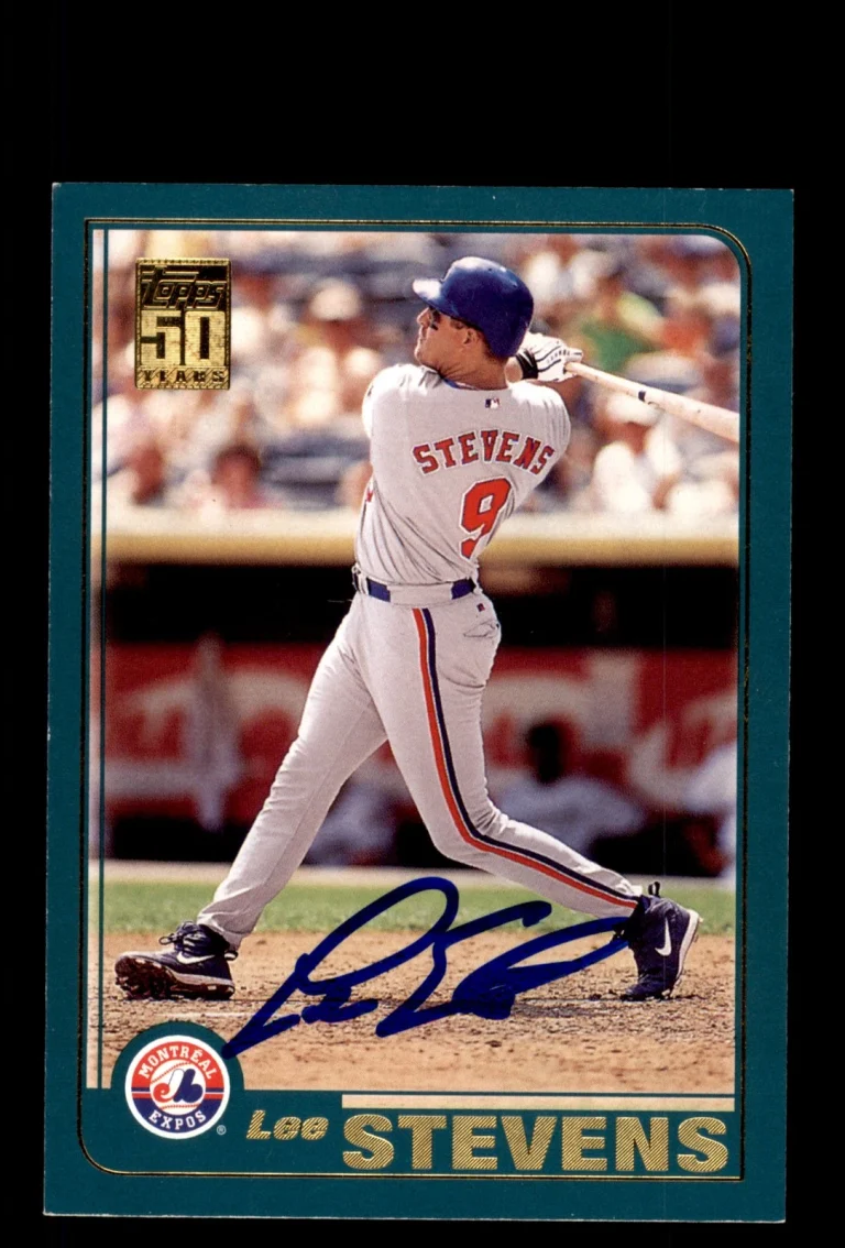 Signed Baseball Card Auto Lee Stevens 2001 Topps #108 Montreal Expos