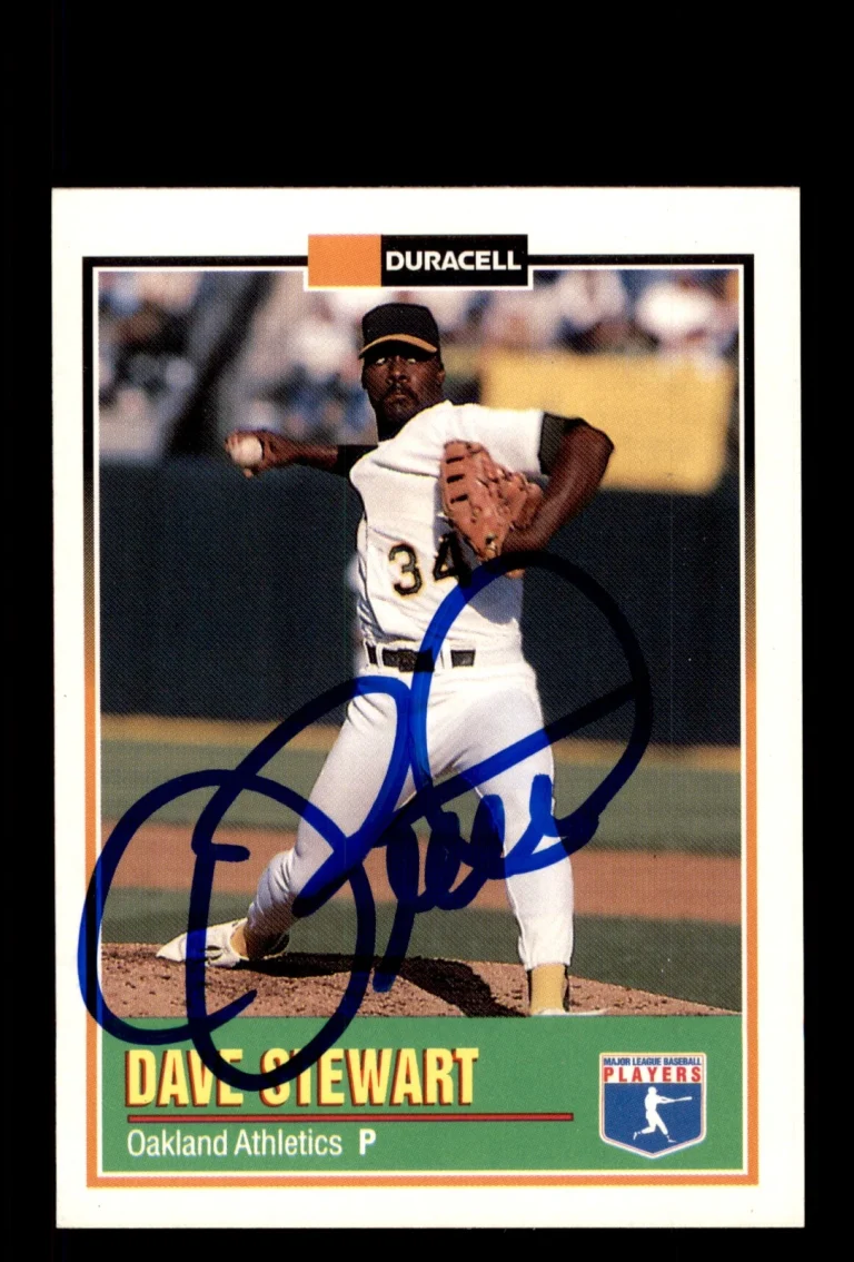 Signed Baseball Card Auto Dave Stewart 1993 Duracell Power Players #10 A's