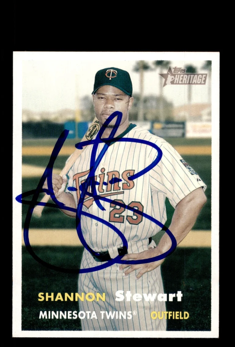 Signed Baseball Card Auto Shannon Stewart 2006 Topps Heritage #419 Twins