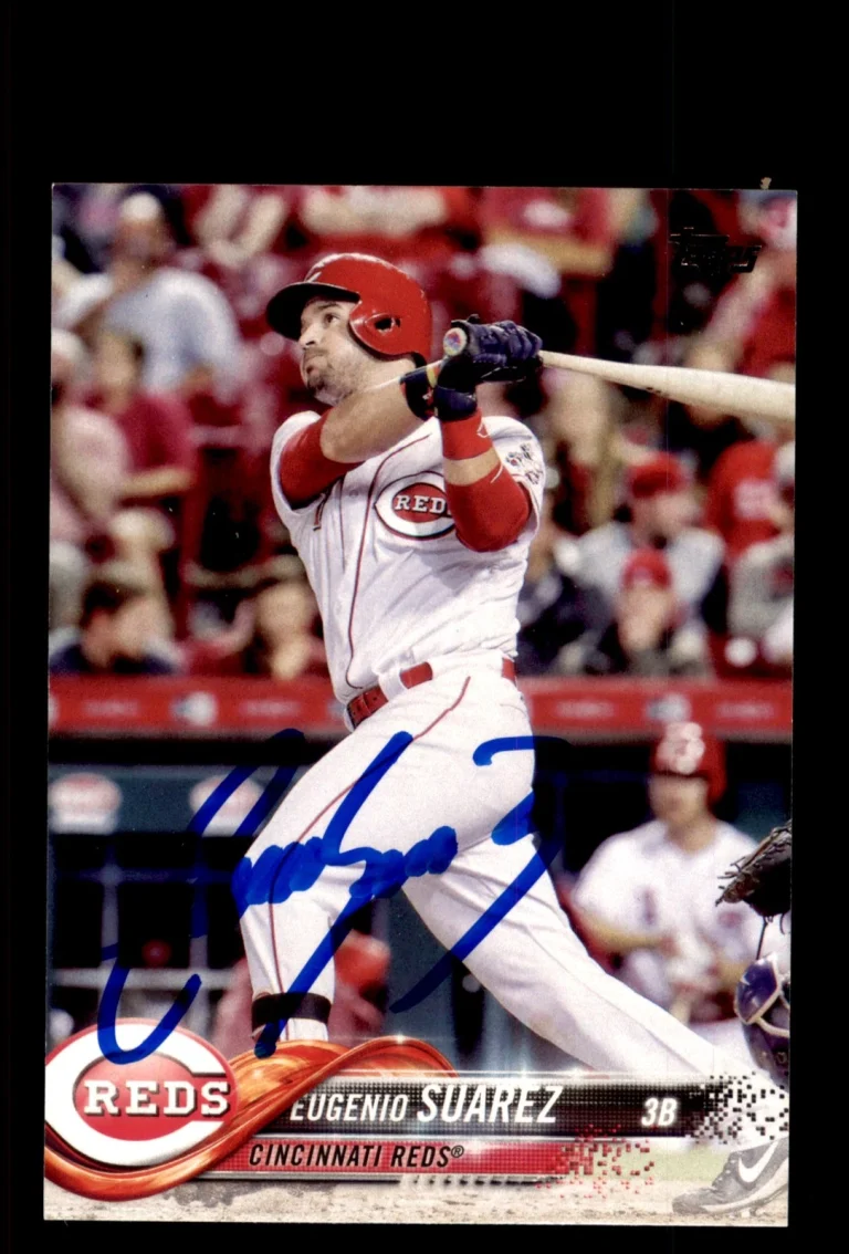 Signed Baseball Card Auto Eugenio Suarez 2018 Topps #209 Cincinnati Reds