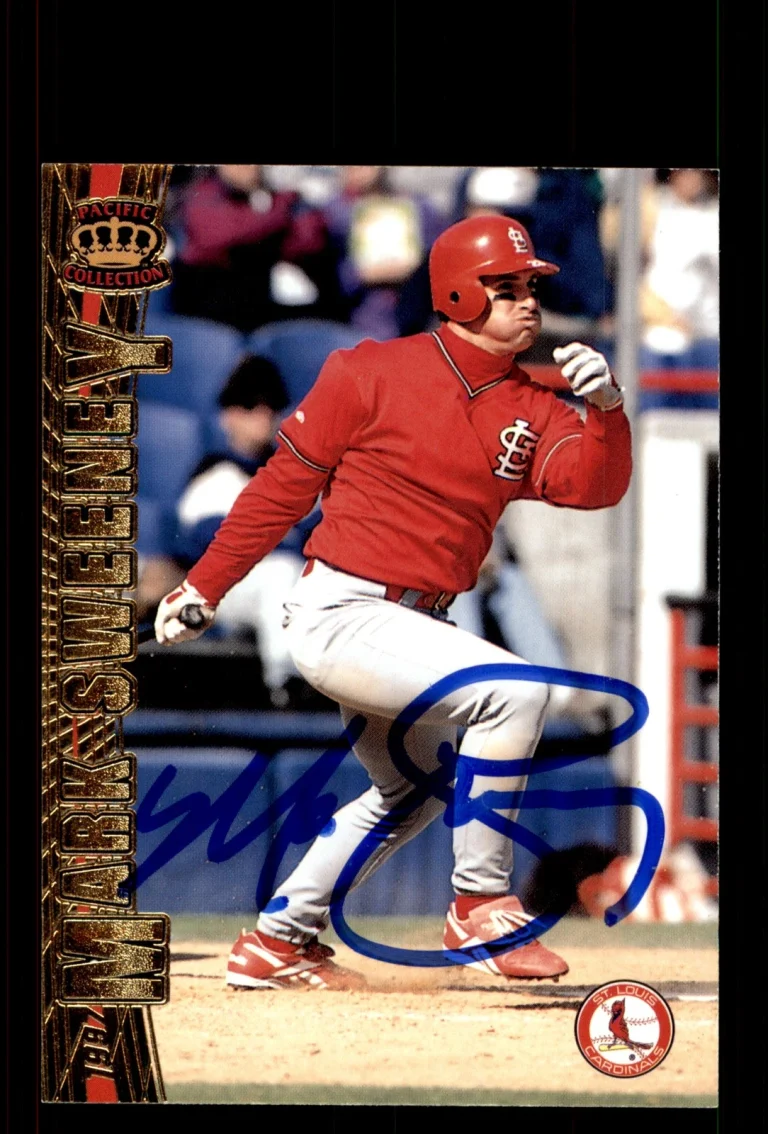 Signed Baseball Card Auto Mark Sweeney 1997 Pacific Crown Collection #418