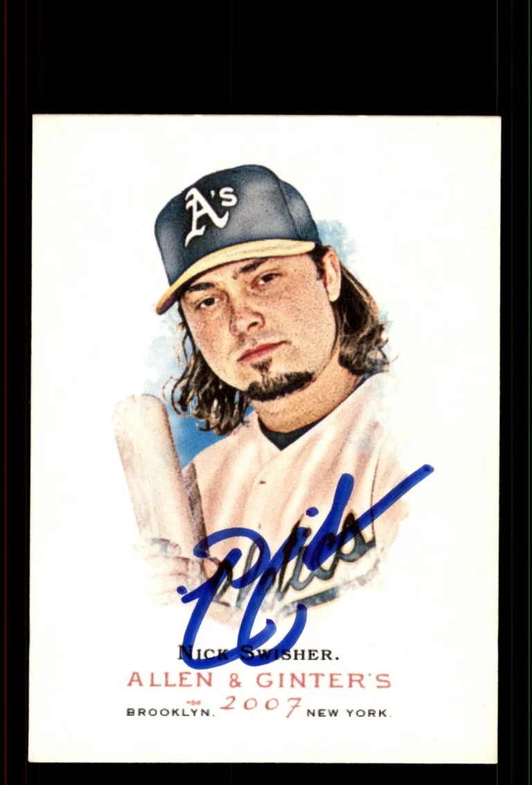 Signed Baseball Card Auto Nick Swisher 2007 Topps Allen & Ginter #140 A's