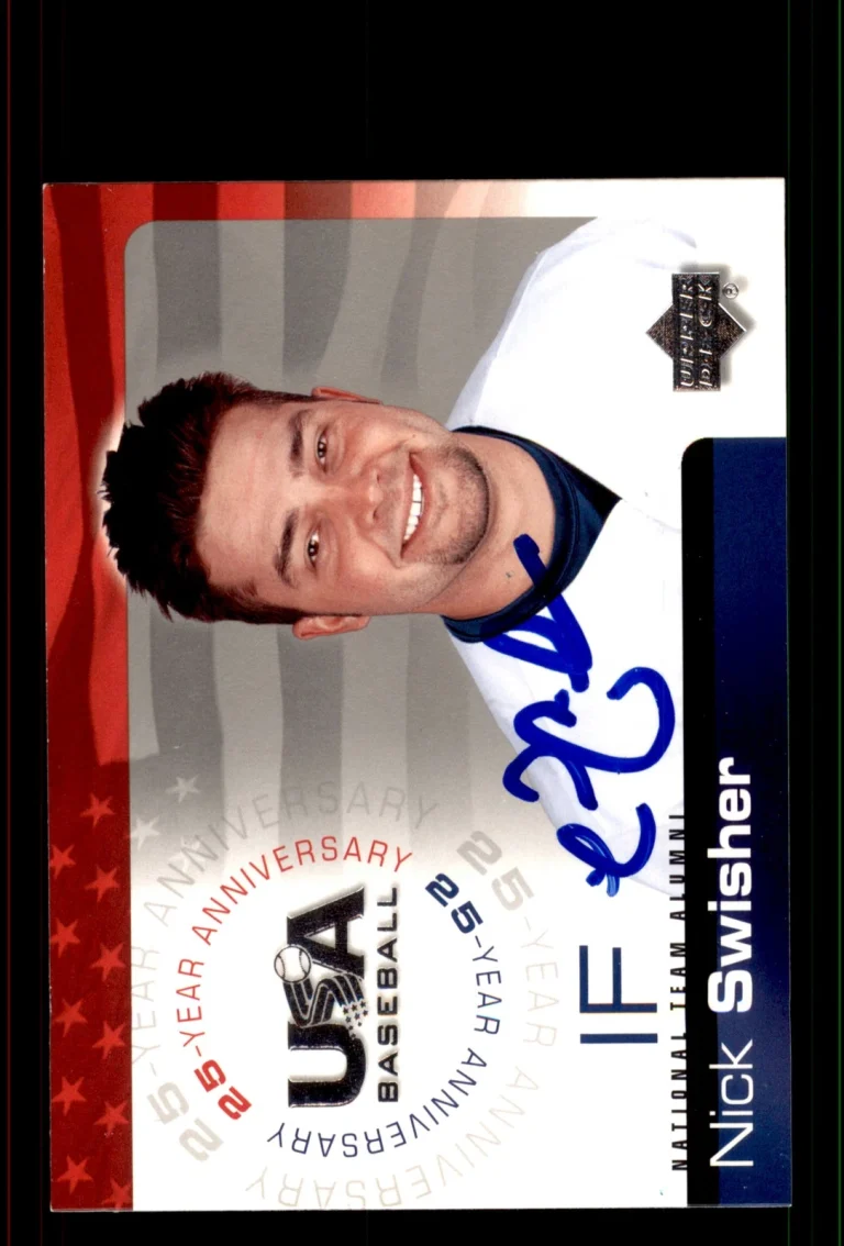 Signed Baseball Card Auto Nick Swisher 2004 Upper Deck USA #USA-105