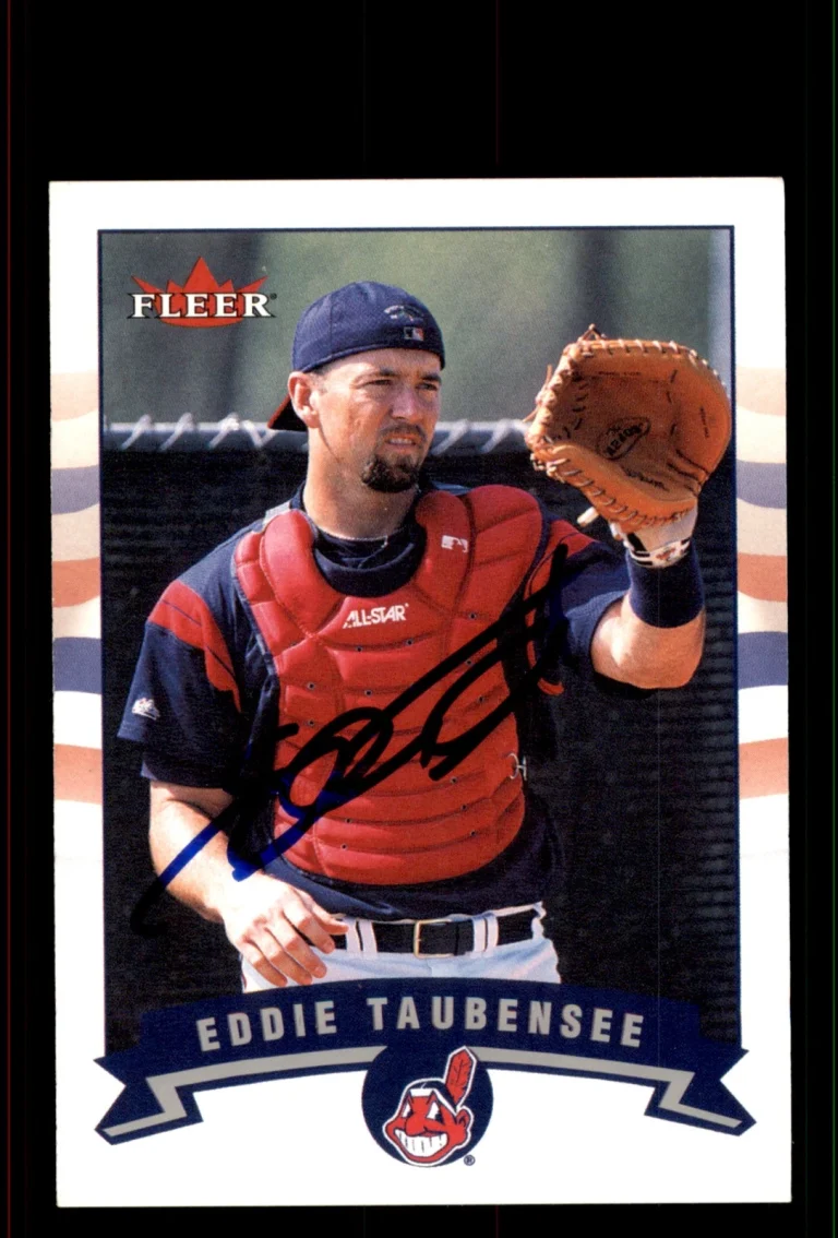 Signed Baseball Card Auto Eddie Taubensee 2002 Fleer #331 Cleveland Indians