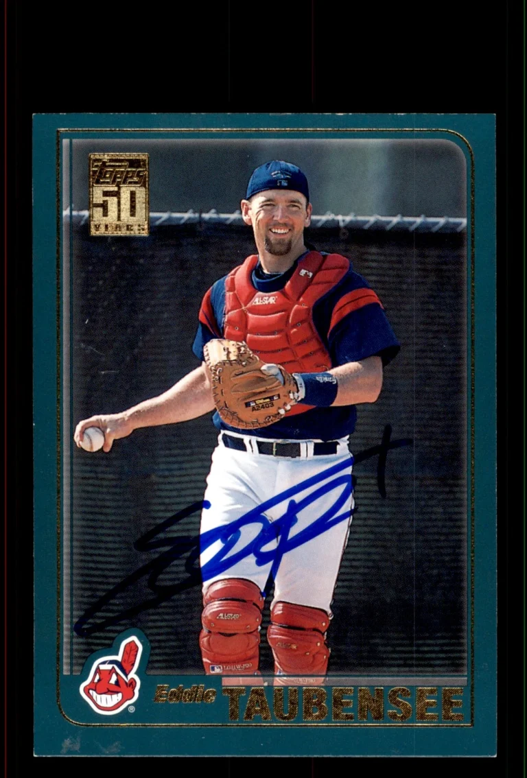Signed Baseball Card Auto Eddie Taubensee 2001 Topps #T49 Cleveland Indians