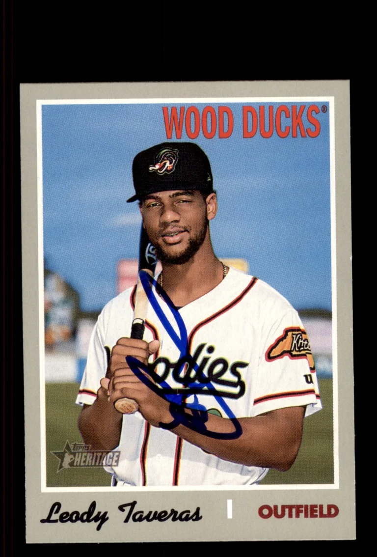 Signed Baseball Card Auto Leody Taveras 2019 Topps Heritage Minor League #169