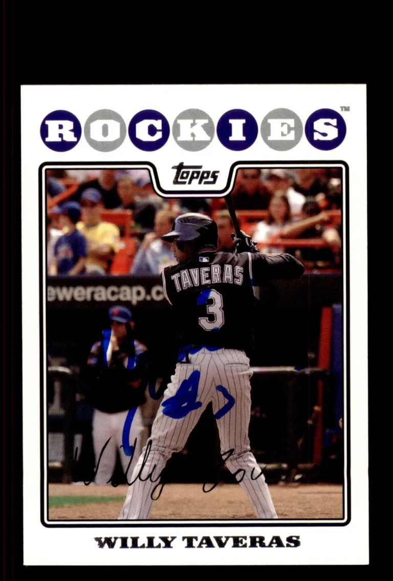 Signed Baseball Card Auto Willy Taveras 2008 Topps #376 Colorado Rockies