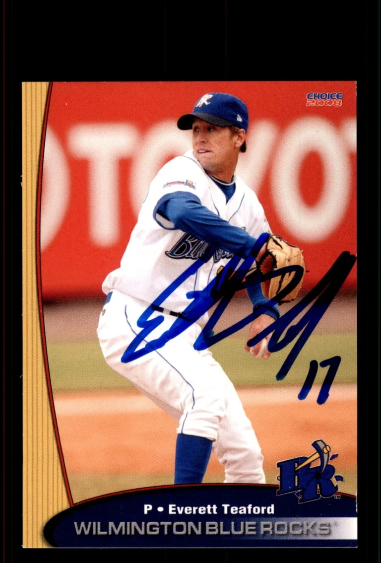 Signed Baseball Card Auto Everett Teaford 2008 Choice Wilmington Blue Rocks #24