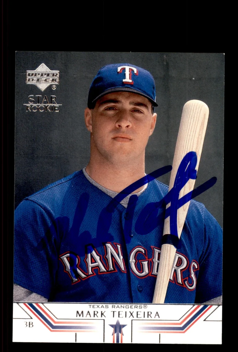 Signed Baseball Card Auto Mark Teixeira 2002 Upper Deck #2 Texas Rangers