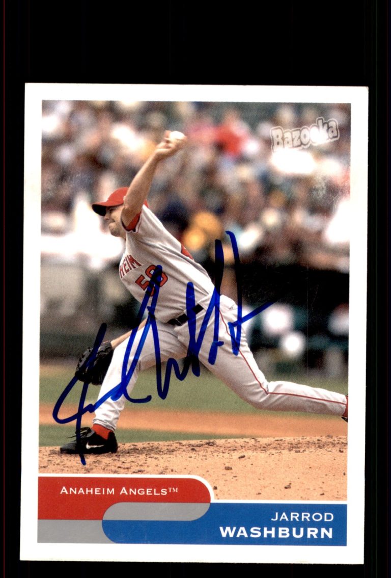 Signed Baseball Card Auto Jarrod Washburn 2004 Bazooka #112 Anaheim Angels