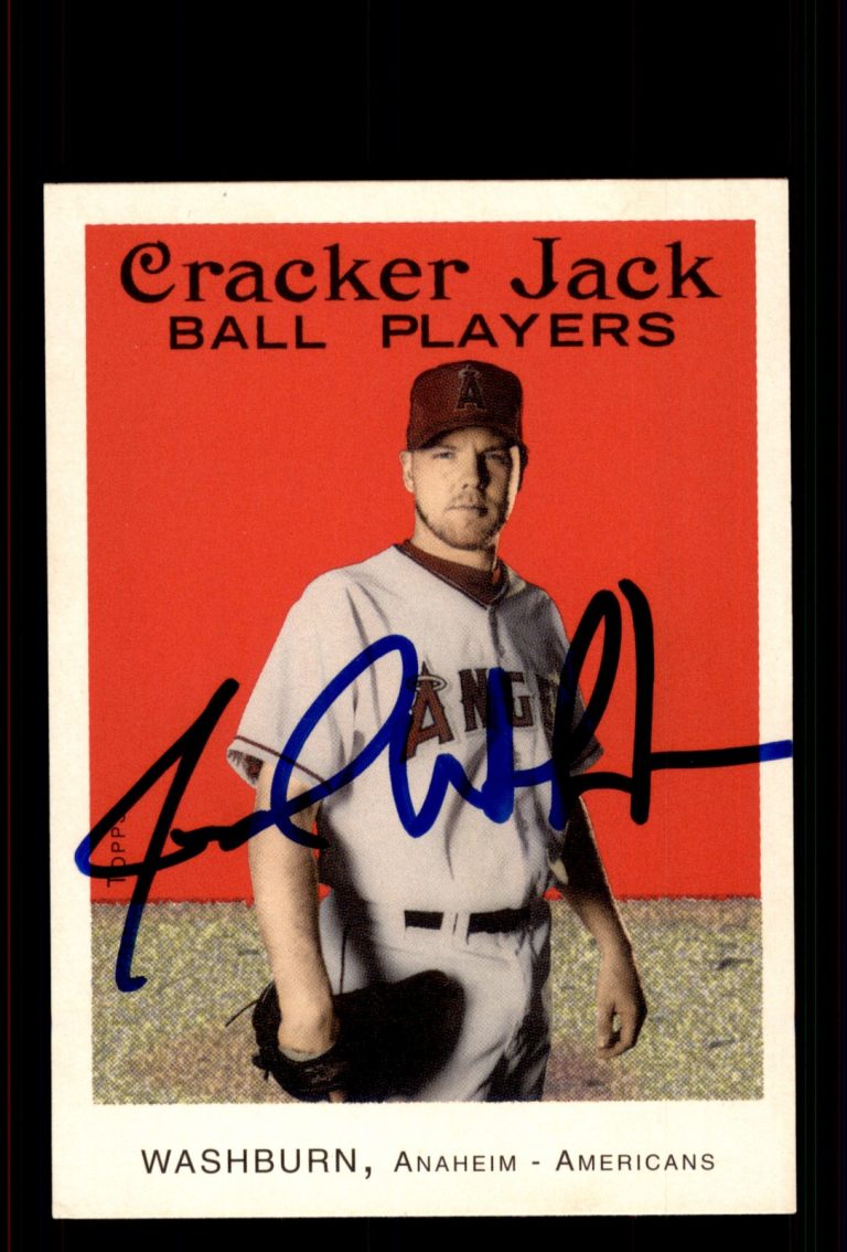 Signed Baseball Card Auto Jarrod Washburn 2004 Topps Cracker Jack #139 Angels