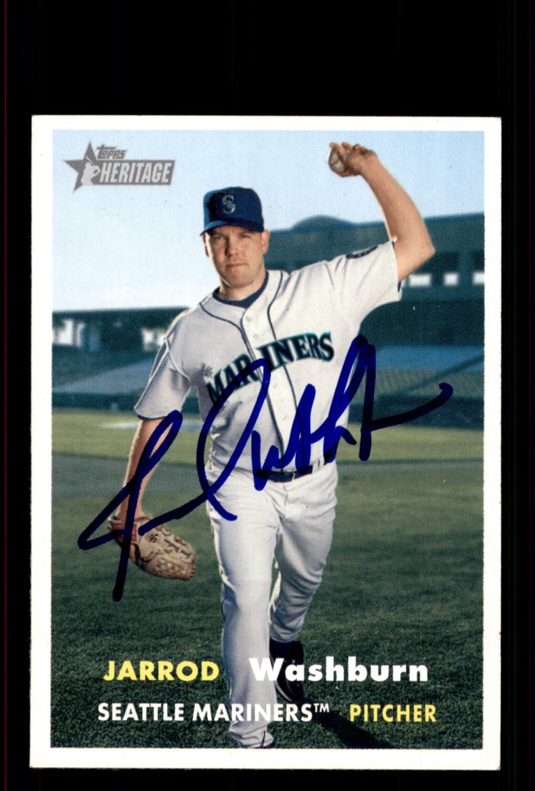 Signed Baseball Card Auto Jarrod Washburn 2006 Topps Heritage #360 Mariners