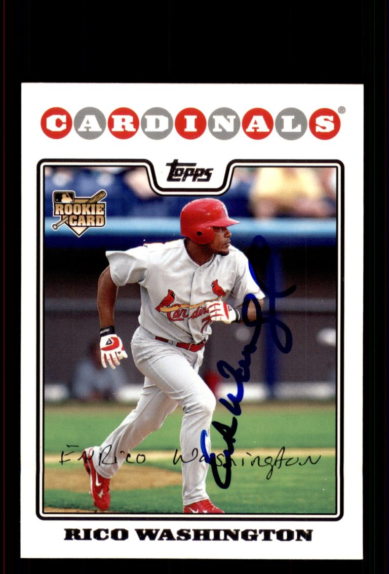 Signed Baseball Card Auto Rico Washington 2008 Topps #591 St. Louis Cardinals