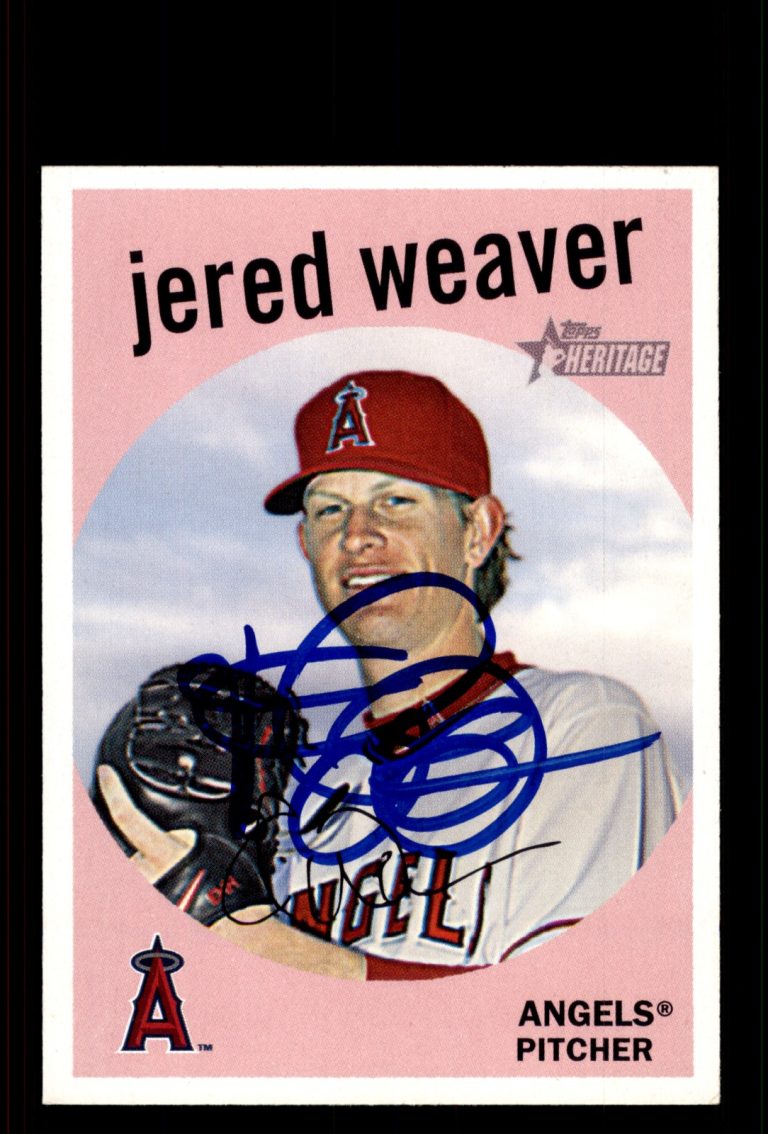 Signed Baseball Card Auto Jered Weaver 2008 Topps Heritage #217 LA Angels
