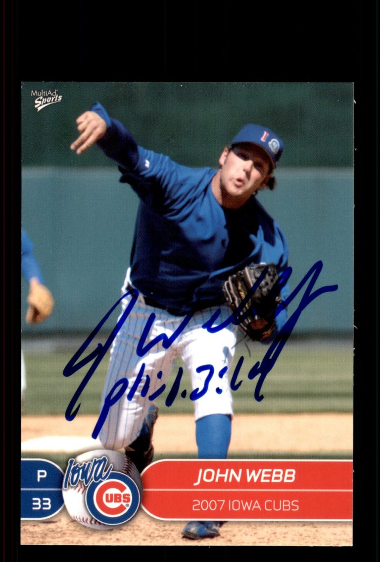 Signed Baseball Card Auto John Webb 2007 MultiAd Iowa Cubs