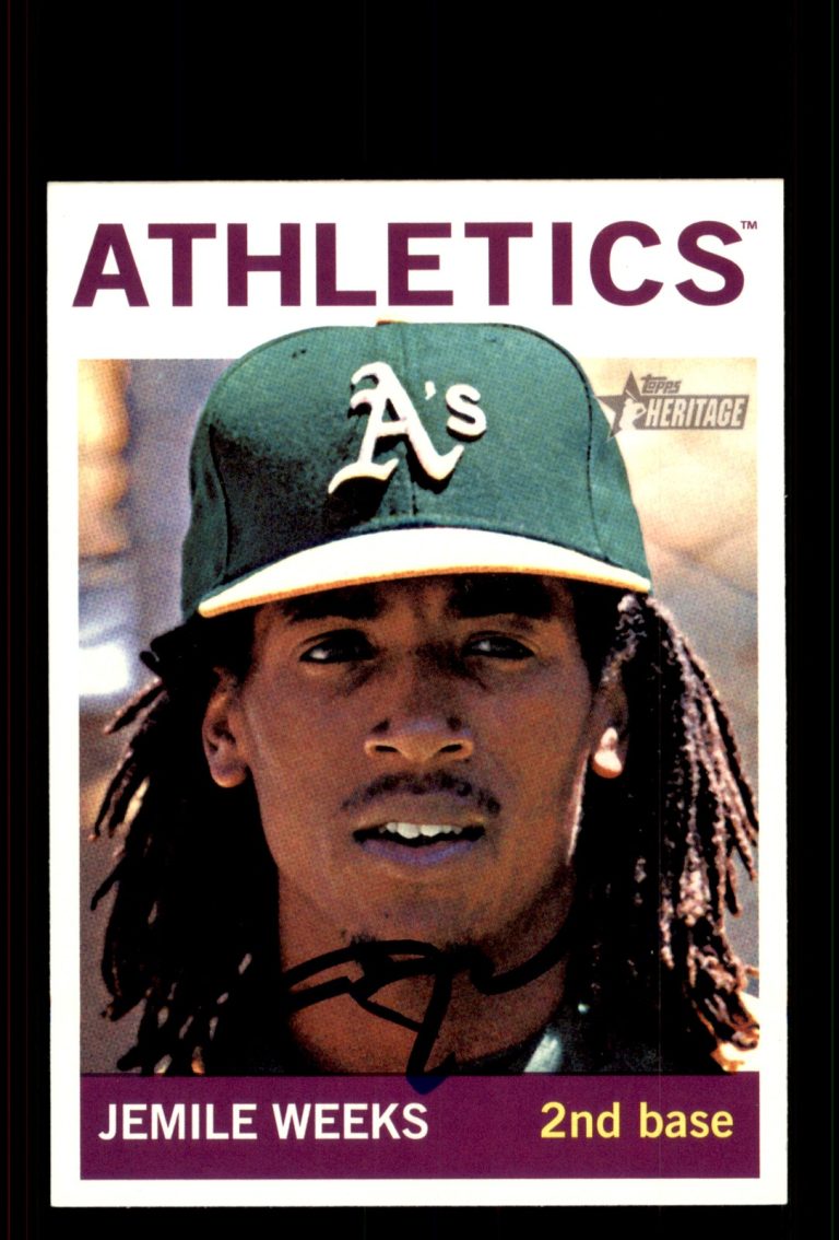Signed Baseball Card Auto Jemile Weeks 2013 Topps Heritage #395 Oakland A's