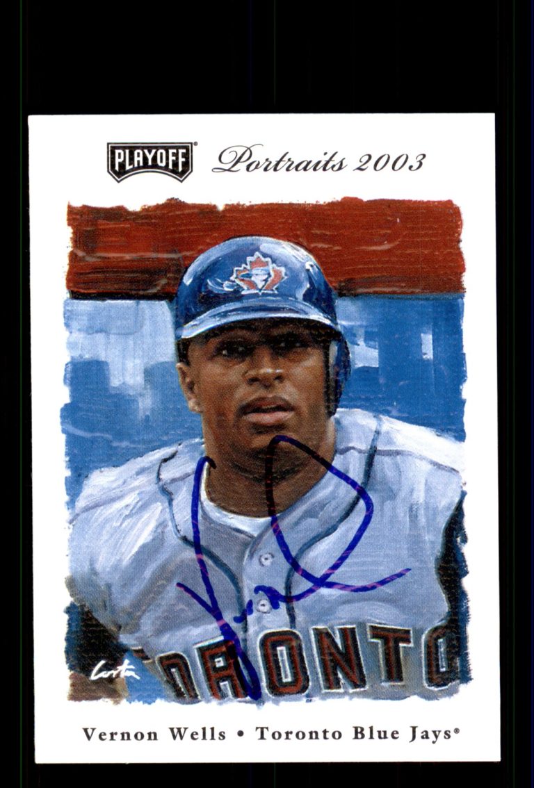 Signed Baseball Card Auto Vernon Wells 2003 Playoff Portraits #23 Blue Jays