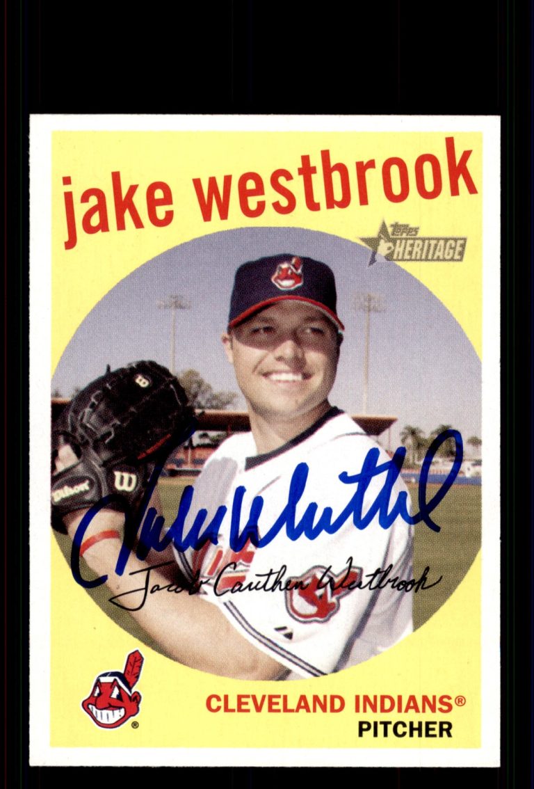 Signed Baseball Card Auto Jake Westbrook 2008 Topps Heritage #206 Indians
