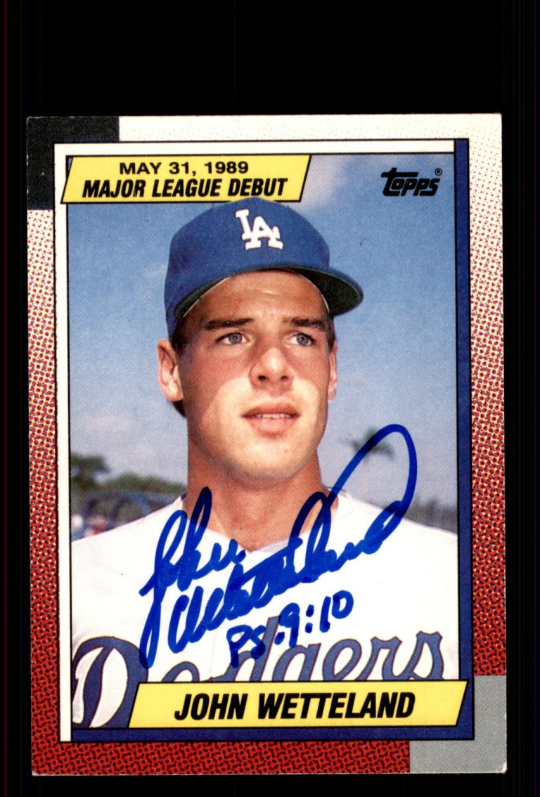 Signed Baseball Card Auto John Wetteland 1990 Topps #139 Los Angeles Dodgers