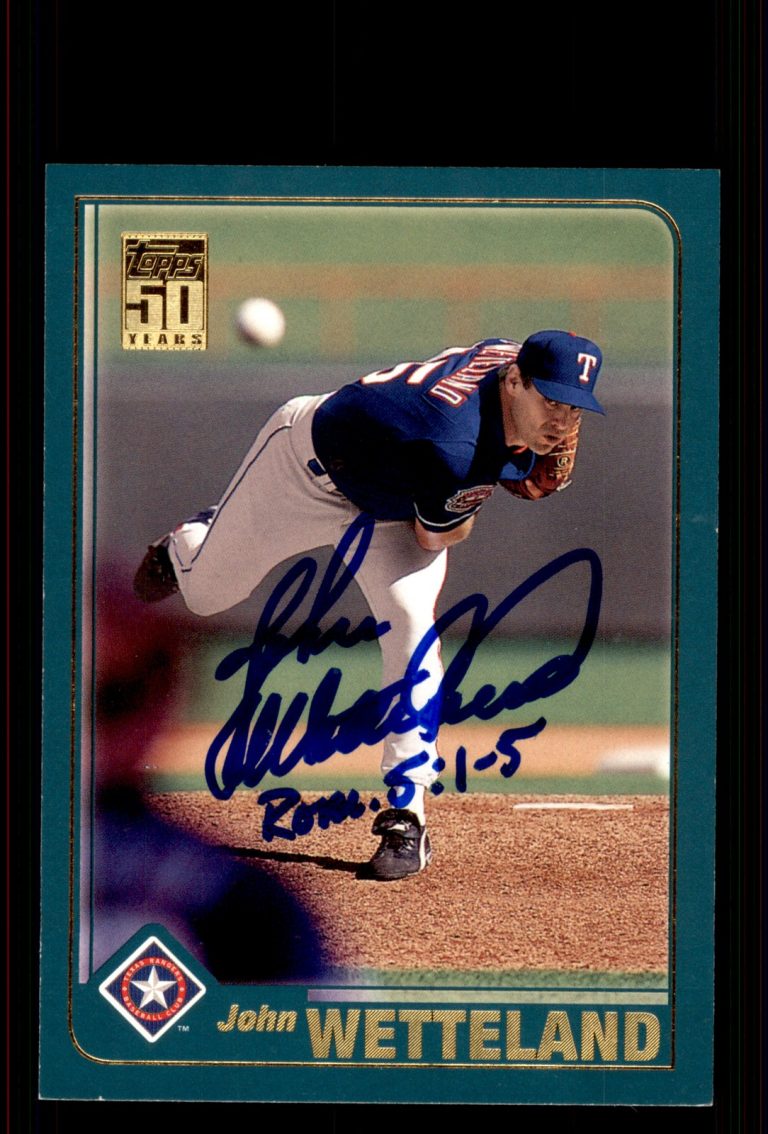 Signed Baseball Card Auto John Wetteland 2001 Topps #96 Texas Rangers