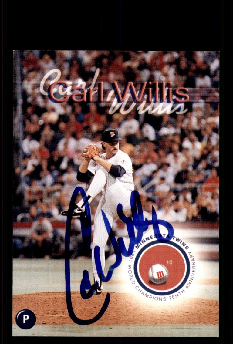Signed Baseball Card Auto Carl Willis 2001 Rainbow Foods Minnesota Twins WS