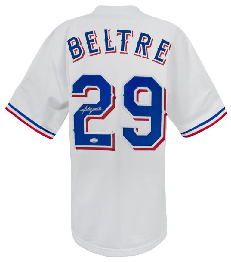 Adrian Beltre (RANGERS) Signed White Custom Basball Jersey - (JSA COA)