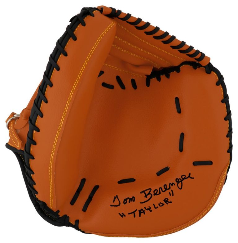 Tom Berenger Signed Brown Baseball Catchers Glove w/Taylor - (SCHWARTZ COA)
