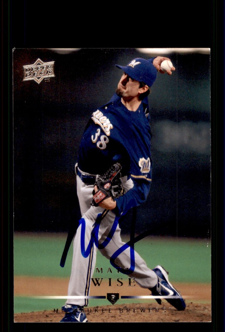 Signed Baseball Card Auto Matt Wise 2008 Upper Deck #55 Milwaukee Brewers