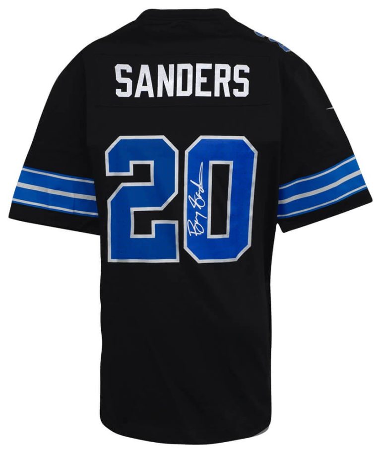 Barry Sanders Signed Detroit Lions Nke Black Alt Football Jersey -(SCHWARTZ COA)