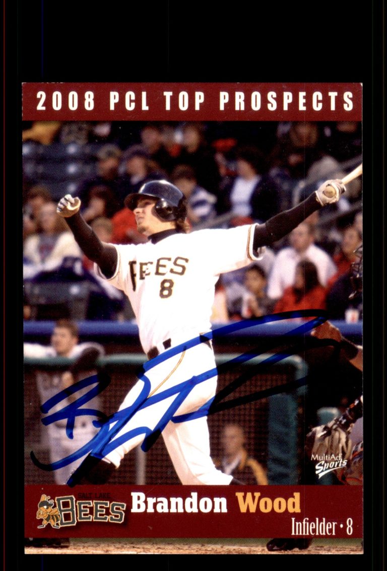 Signed Baseball Card Auto Brandon Wood 2008 Pacific Coast League Prospects