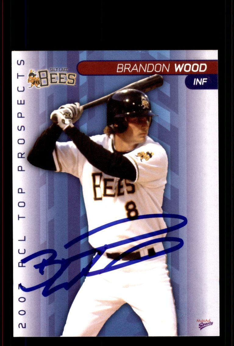 Signed Baseball Card Auto Brandon Wood 2007 Pacific Coast League Prospects